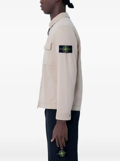Stone Island 1200008 brushed organic cotton canvas 'old' effect overshirt