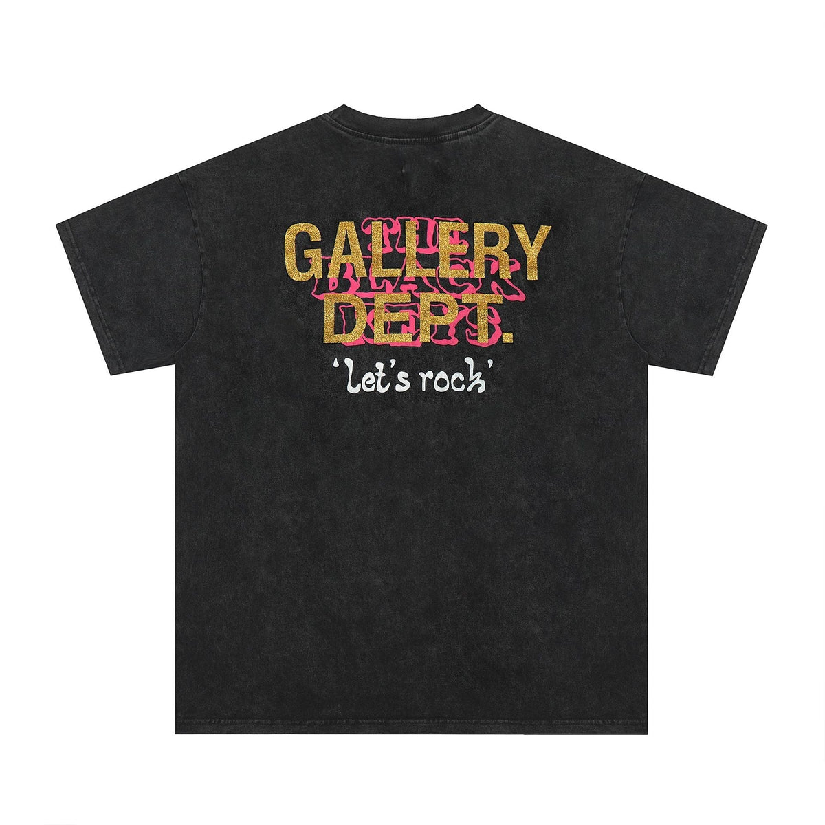 Gallery Dept T Shirts Dark Black Seat Printed Washed Distressed Short Sleeve