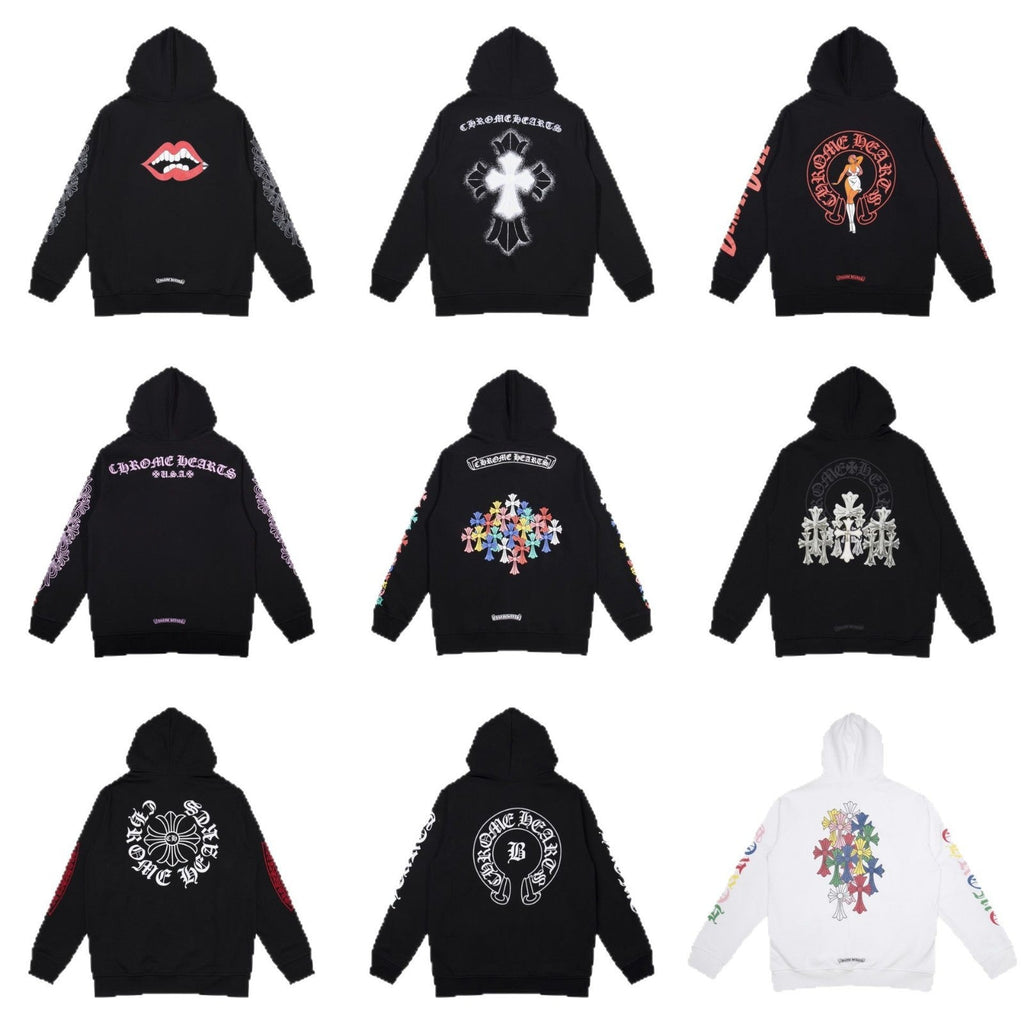 Chrome Hearts Multi‑Cross Graphic Oversized Hoodie Streetwear Unisex