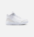 Air Jordan 3 Retro White And Silver Preschool Lifestyle Shoes - White/Metallic Silver