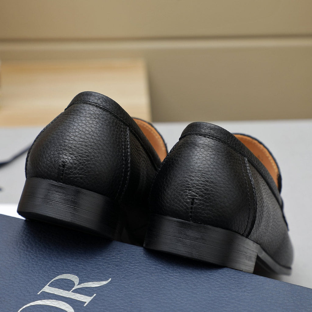 Dior Black Pebbled Leather Loafers
