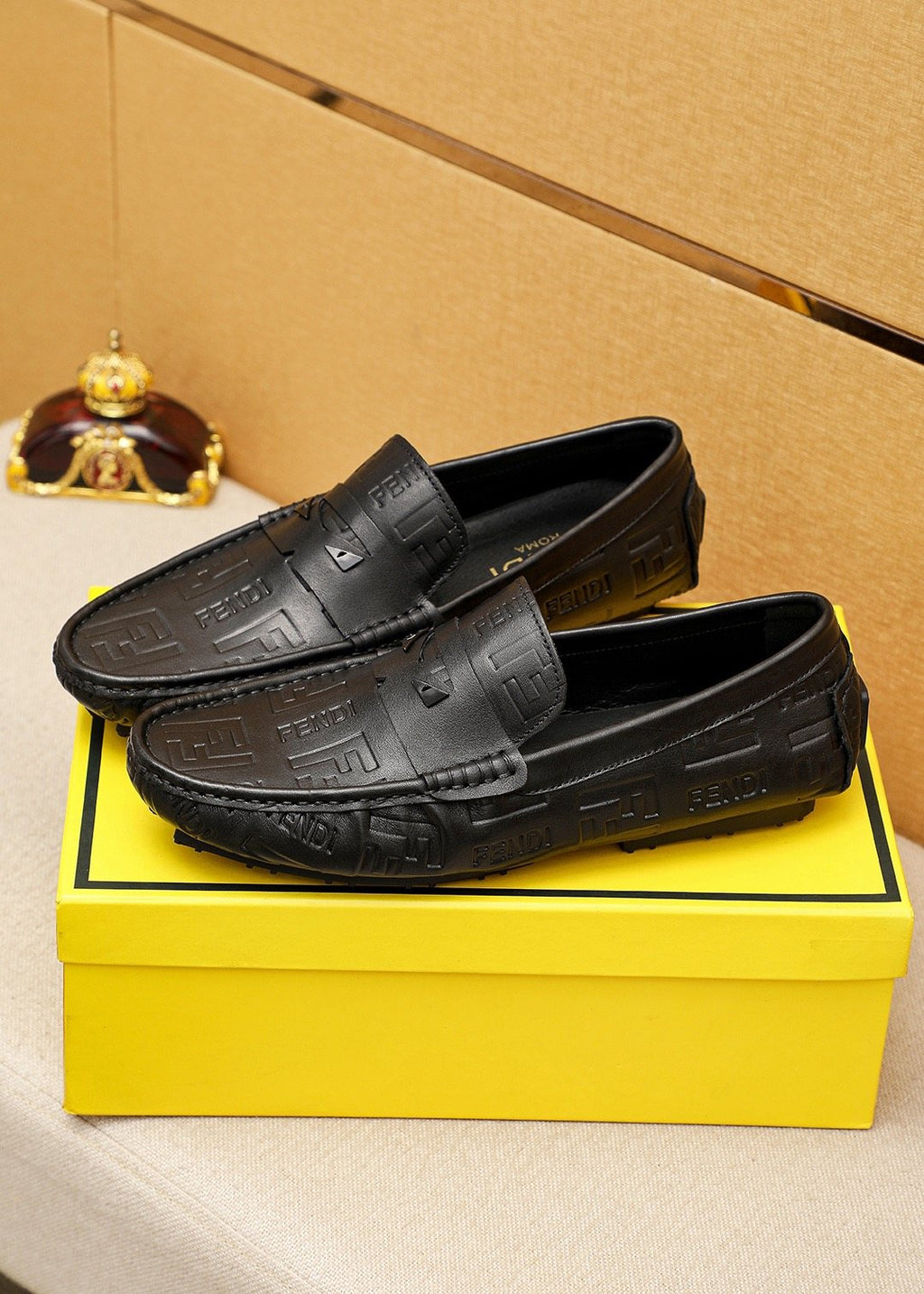 Fendi Black Embossed Loafers