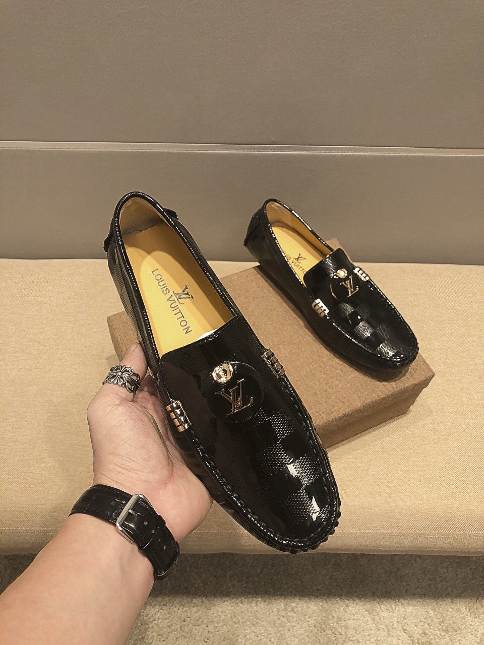 Louis Vuitton Black Checkerboard Loafers