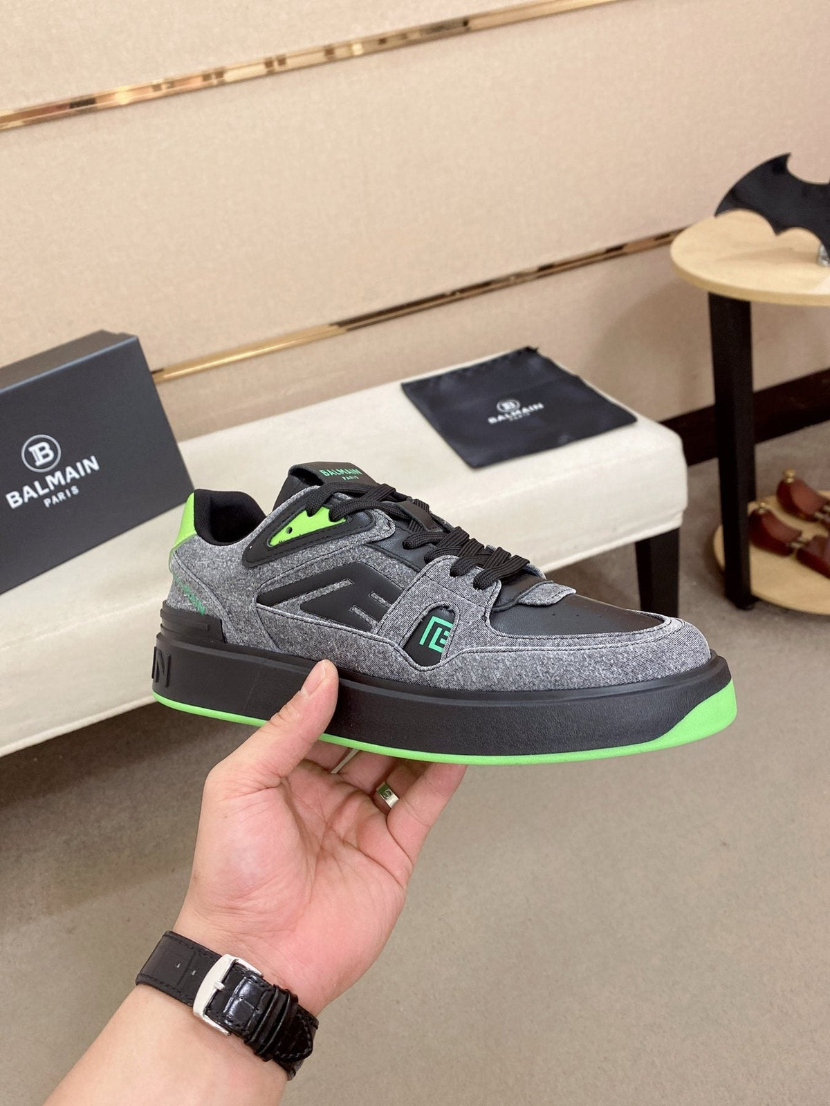 Balmain Color-Block Low-Top Sneakers