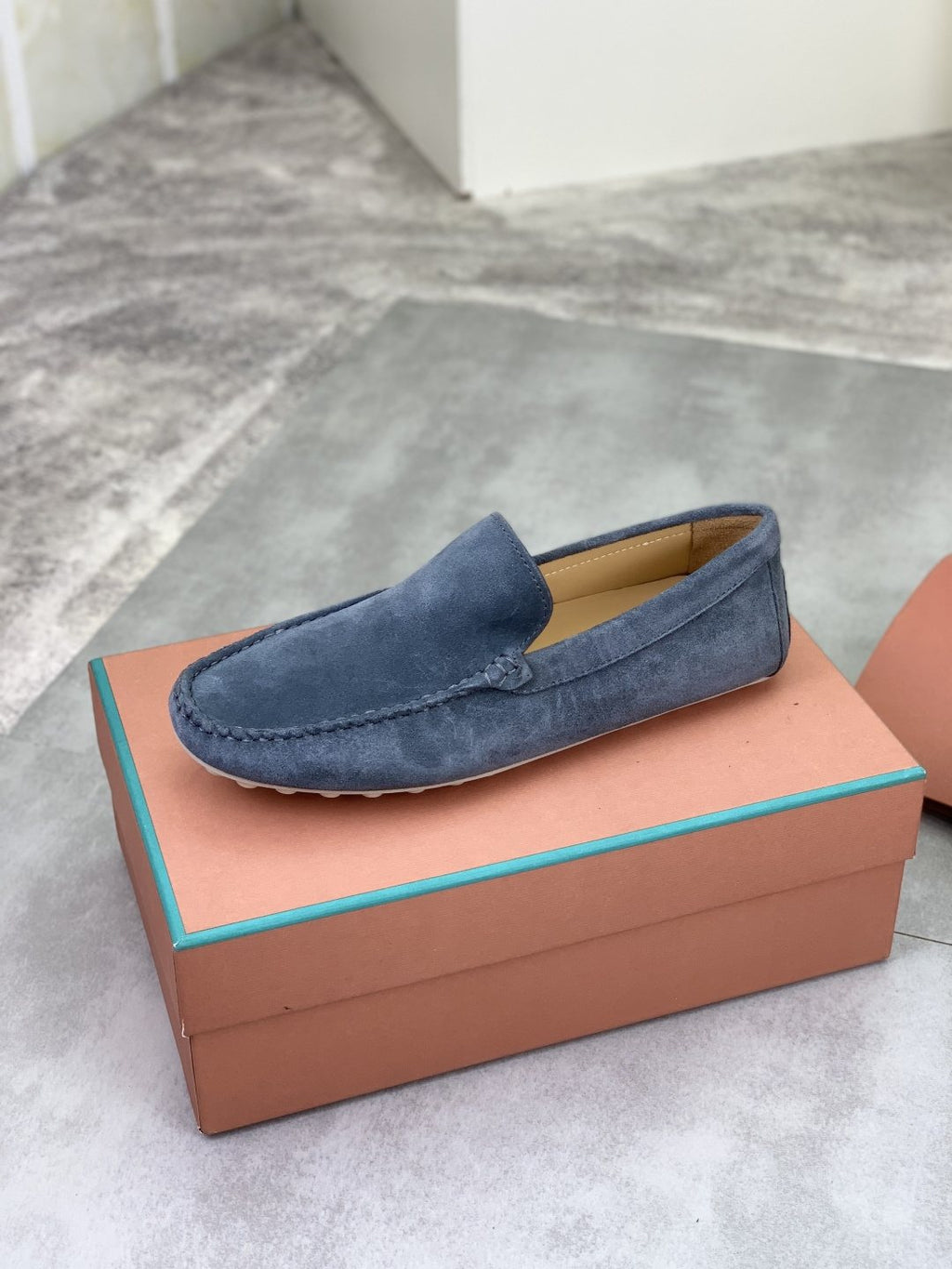 Loro Piana Blue-Gray Suede Driving Shoes