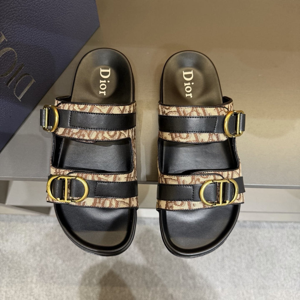 Dior Two-Strap Buckle Slide Sandals