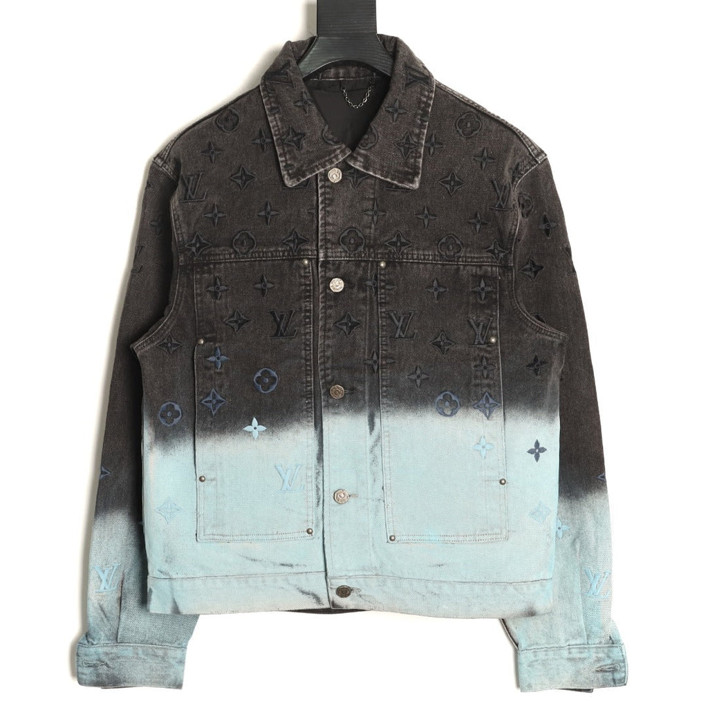 Louis Vuitton Gradient Monogram-Style Denim Jacket - Charcoal and Blue
